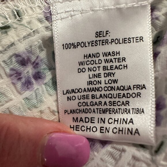 Listiel Long Sleeve Wome's Button Down Oversized Top with Lavender Flowers Sz S - Picture 6 of 8